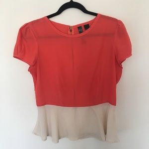 Peplum Color Block Blouse